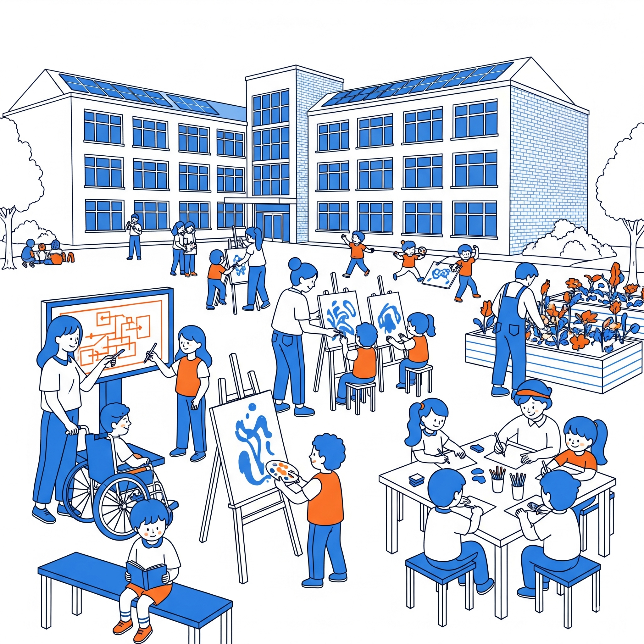 illustration of a school playground